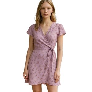 Joie Pink Floral Wrap Tie Waist Mini Dress XS NWT Summer Party Casual